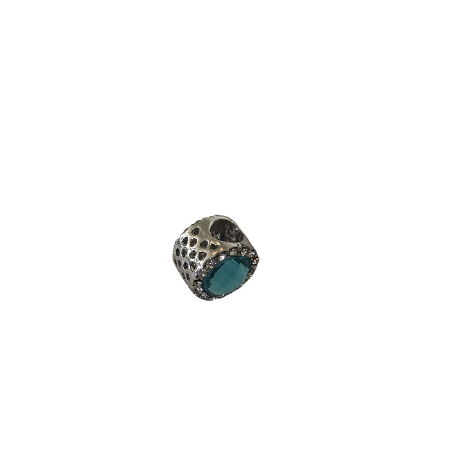 European Style Blue Silver Plated Charm Bead With Crystals