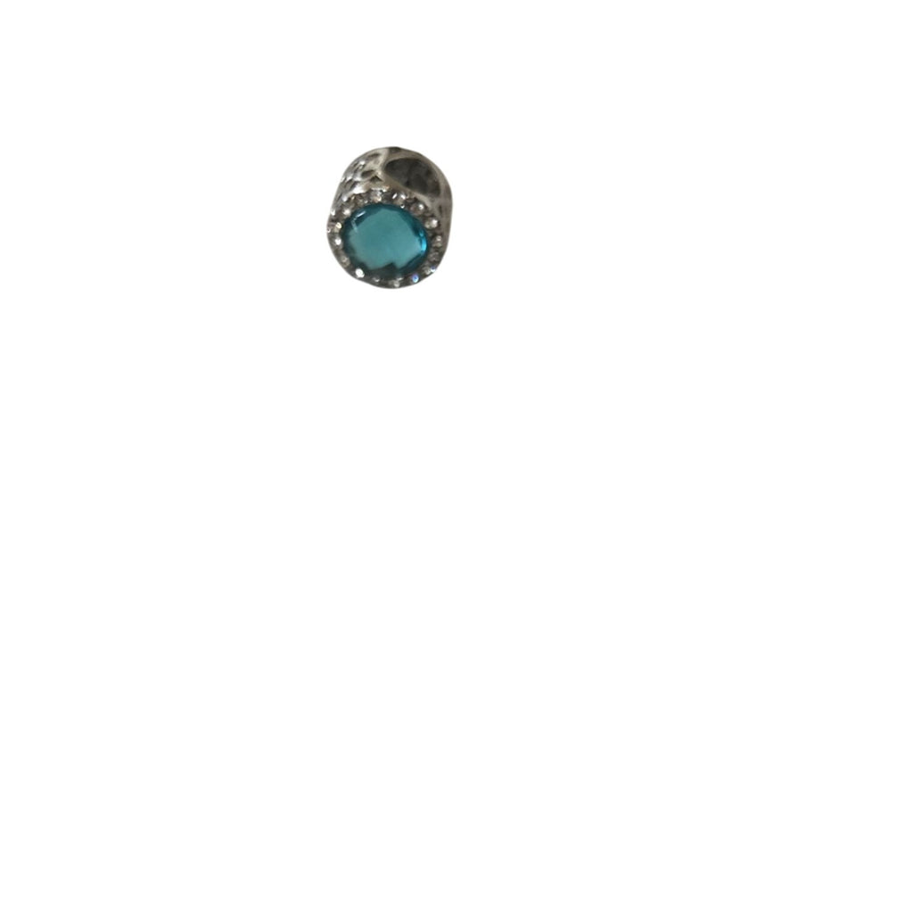 European Style Blue Silver Plated Charm Bead With Crystals