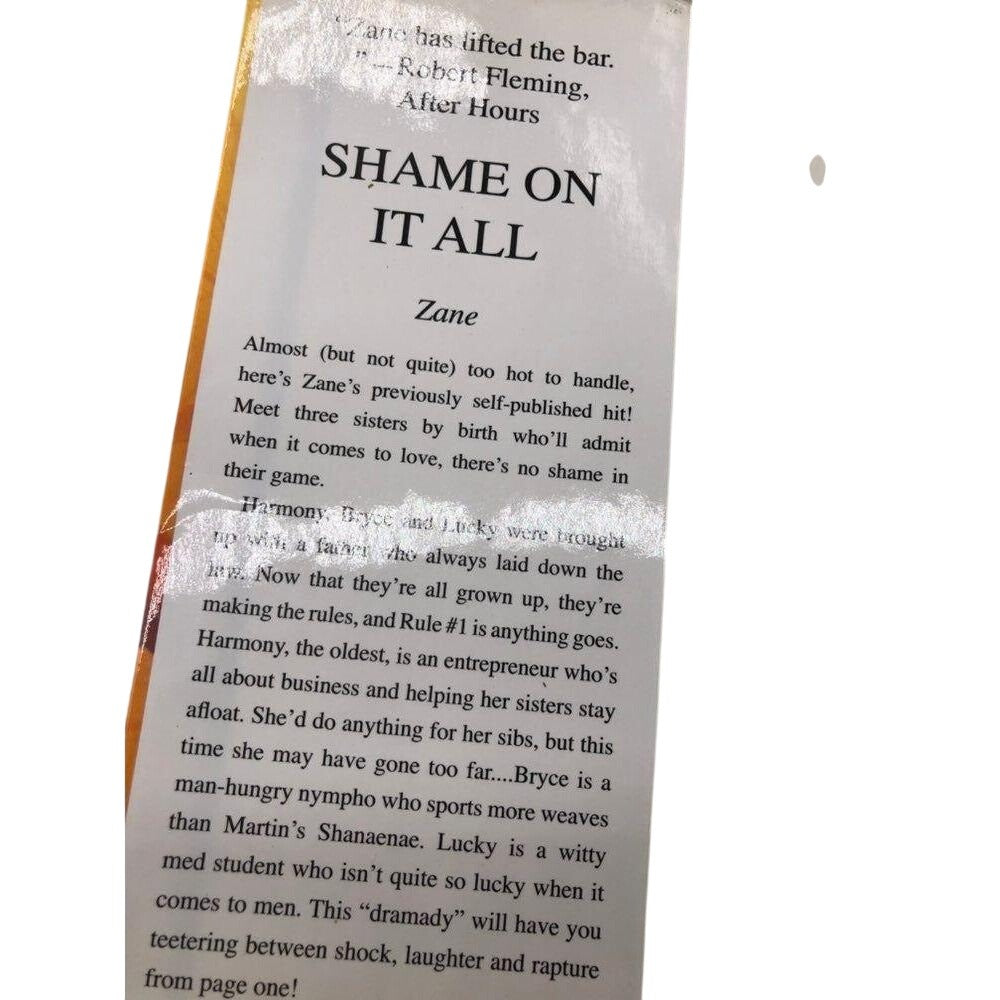 Shame On It All By Zane Hardcover Novel