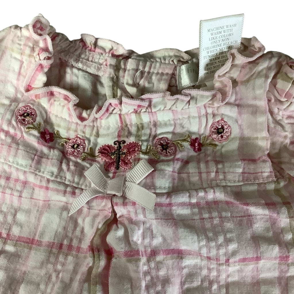 First Moments Layette Girls Sleeveless Top 3-6M Pink Plaid Ruffle Butterfly Floral