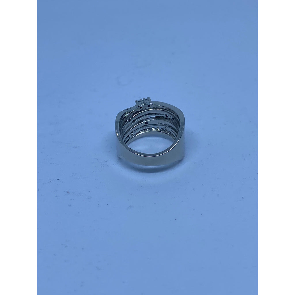 Fashion Women Color Separation Gold Wedding Engagement Floral Ring (White, 7)