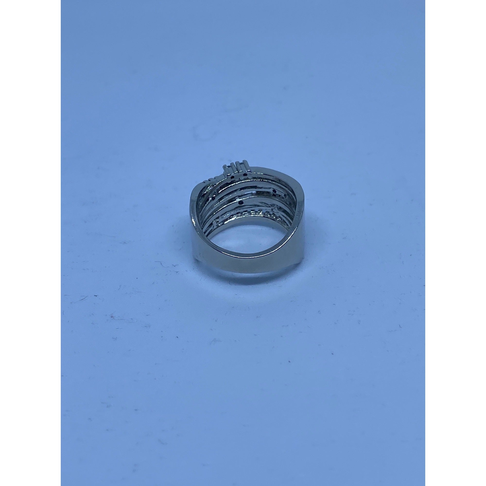 Fashion Women Color Separation Gold Wedding Engagement Floral Ring (White, 7)