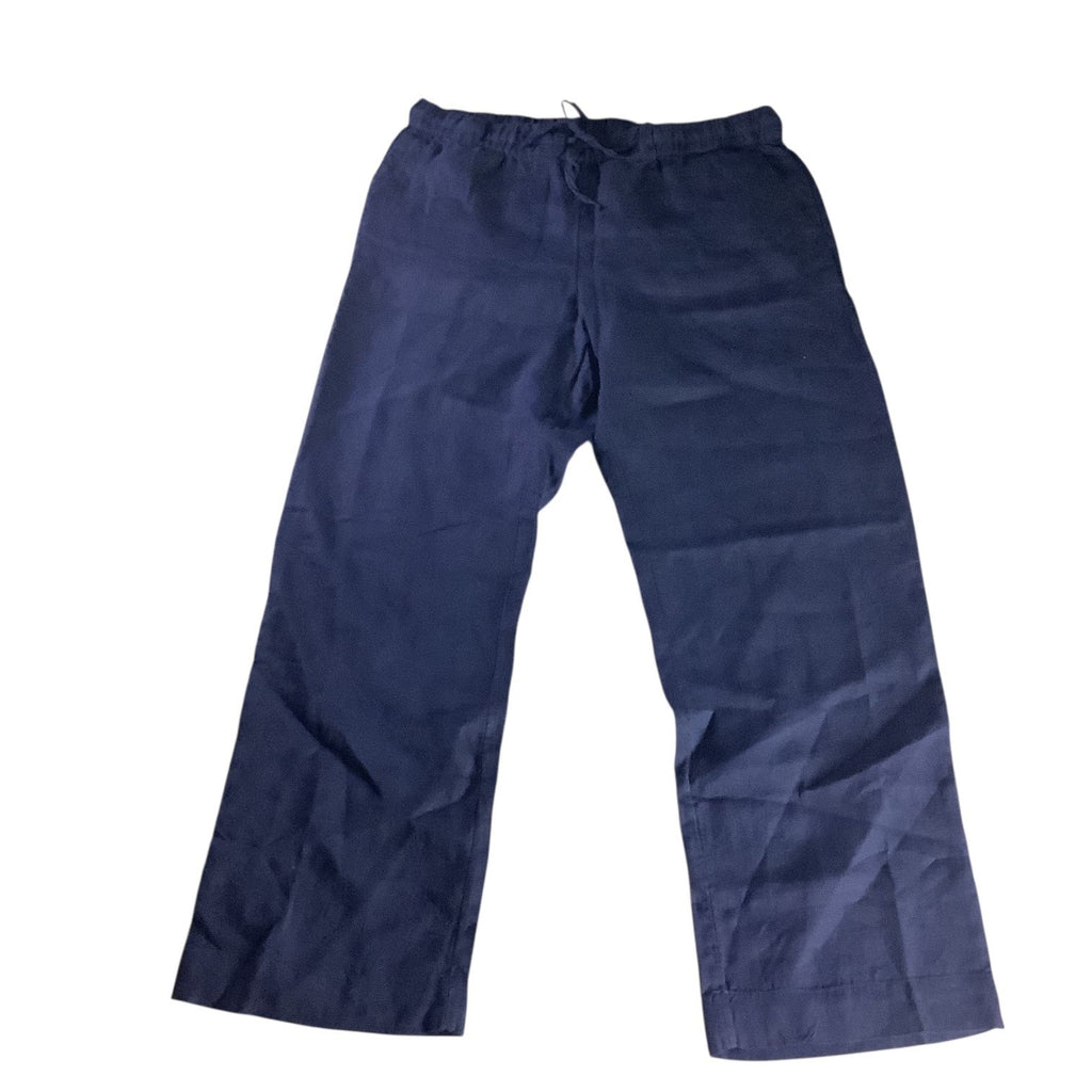 Charter Club Women’s Petite Linen Pants Intrepid Blue Size PL Elastic Waistband