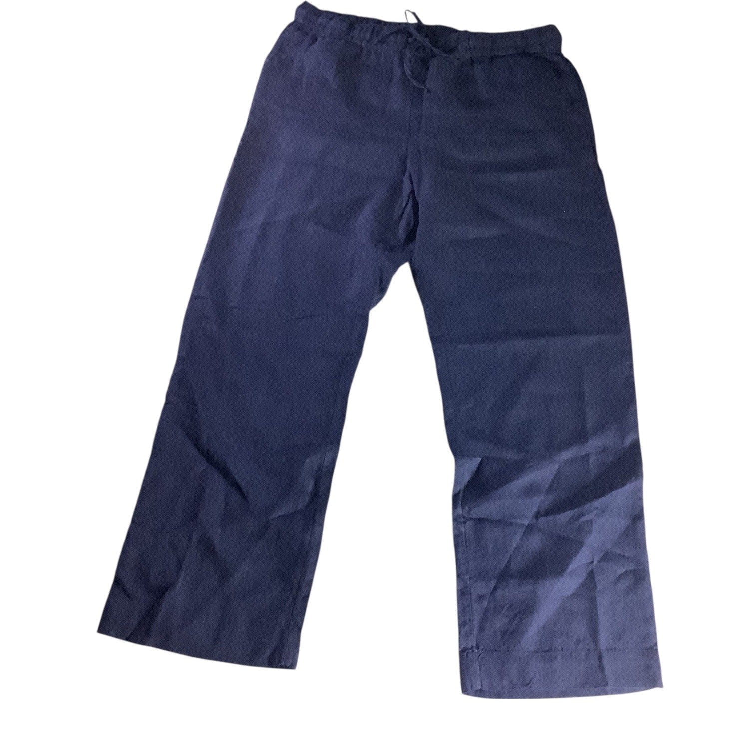 Charter Club Women’s Petite Linen Pants Intrepid Blue Size PL Elastic Waistband