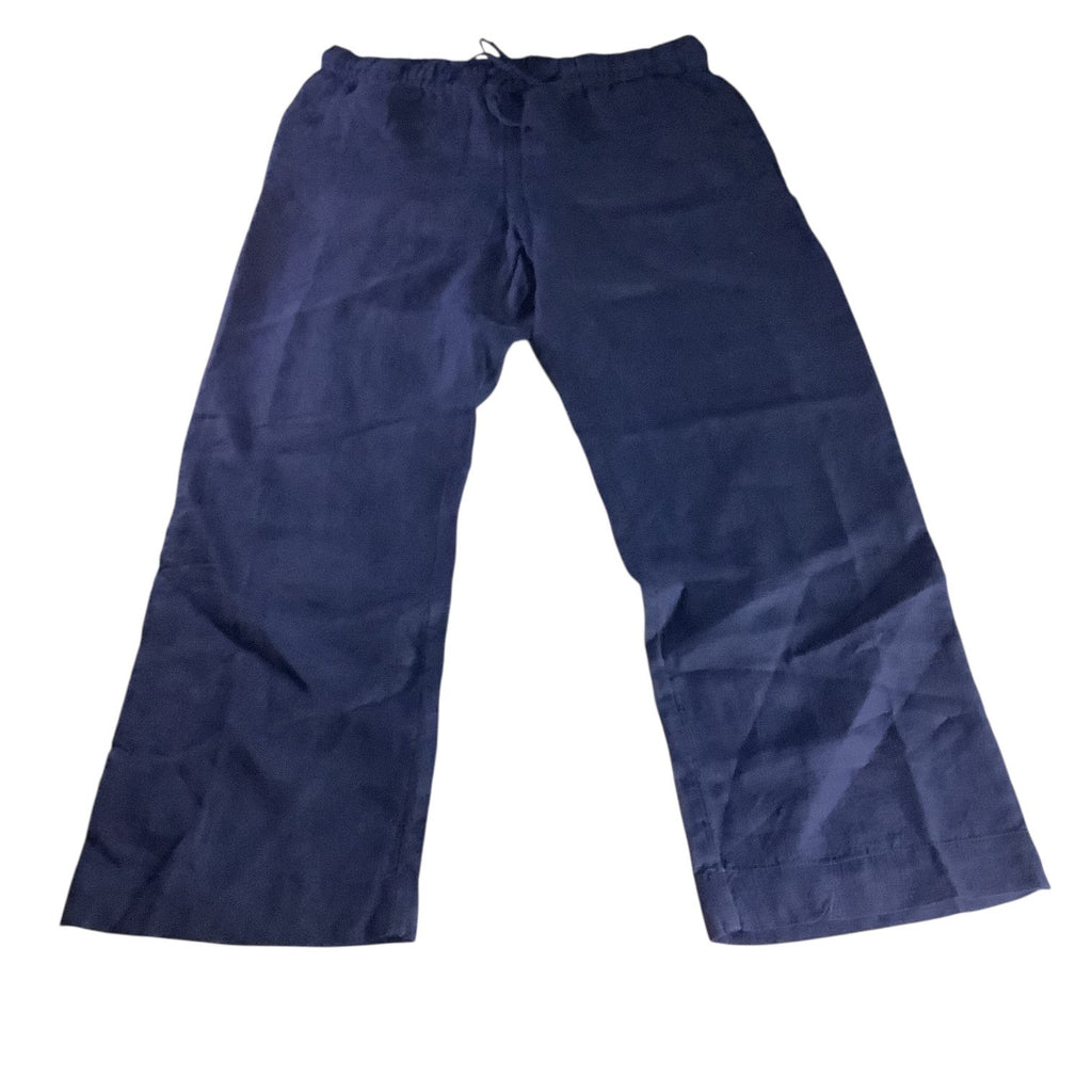 Charter Club Women’s Petite Linen Pants Intrepid Blue Size PL Elastic Waistband