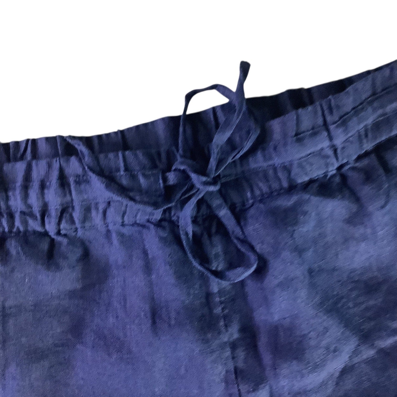 Charter Club Women’s Petite Linen Pants Intrepid Blue Size PL Elastic Waistband