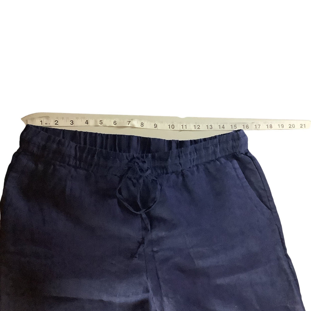 Charter Club Women’s Petite Linen Pants Intrepid Blue Size PL Elastic Waistband