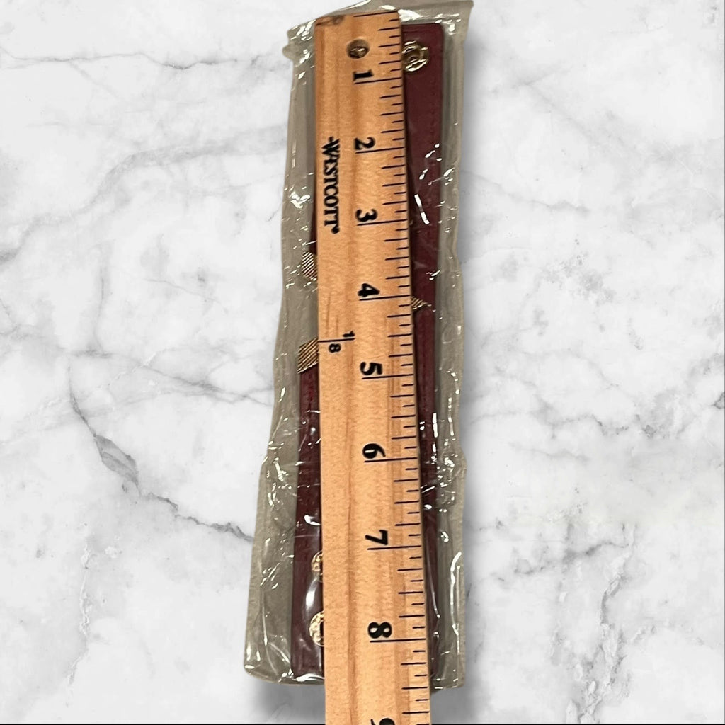 Women’s Burgundy PU Leather Bracelet With Gold "V" Detail & Snap Closure