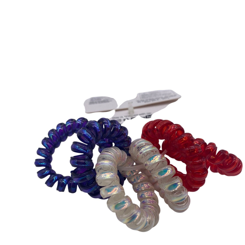 Scunci U Got This Hair Coils Ponytailers Red White & Blue Spiral Design 12280
