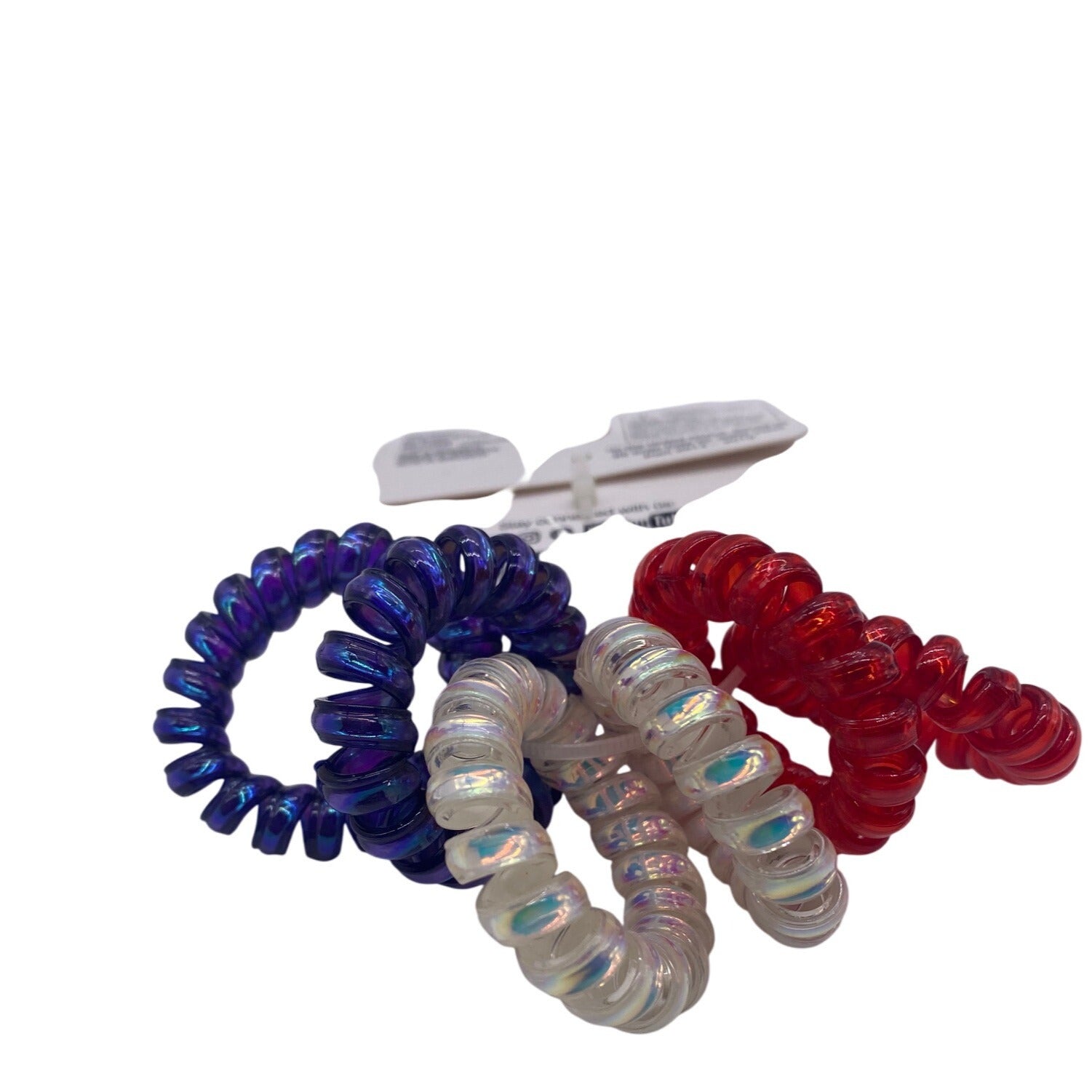 Scunci U Got This Hair Coils Ponytailers Red White & Blue Spiral Design 12280