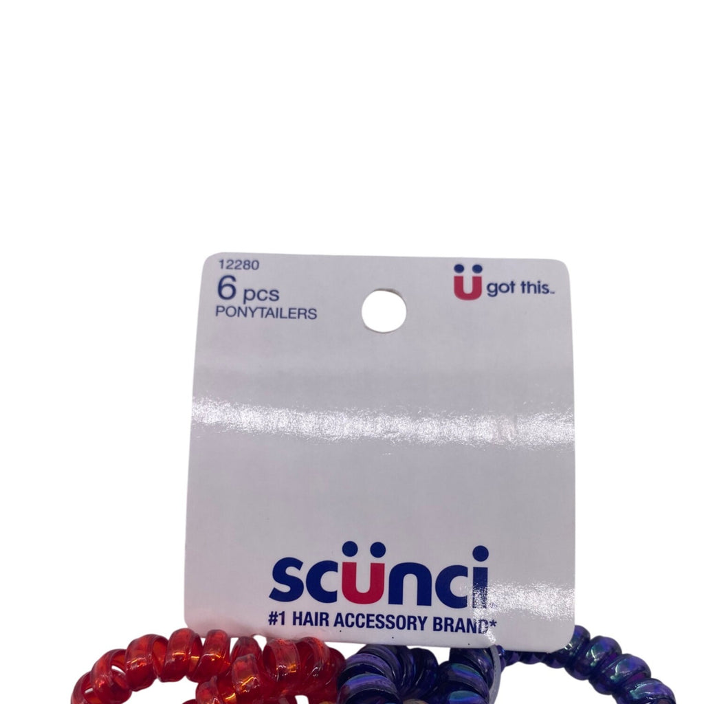 Scunci U Got This Hair Coils Ponytailers Red White & Blue Spiral Design 12280