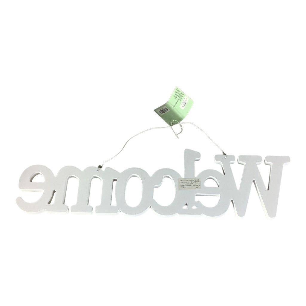 The Spring Shop White Glitter Welcome Sign Home Wall Decor Hanging Door Plaque