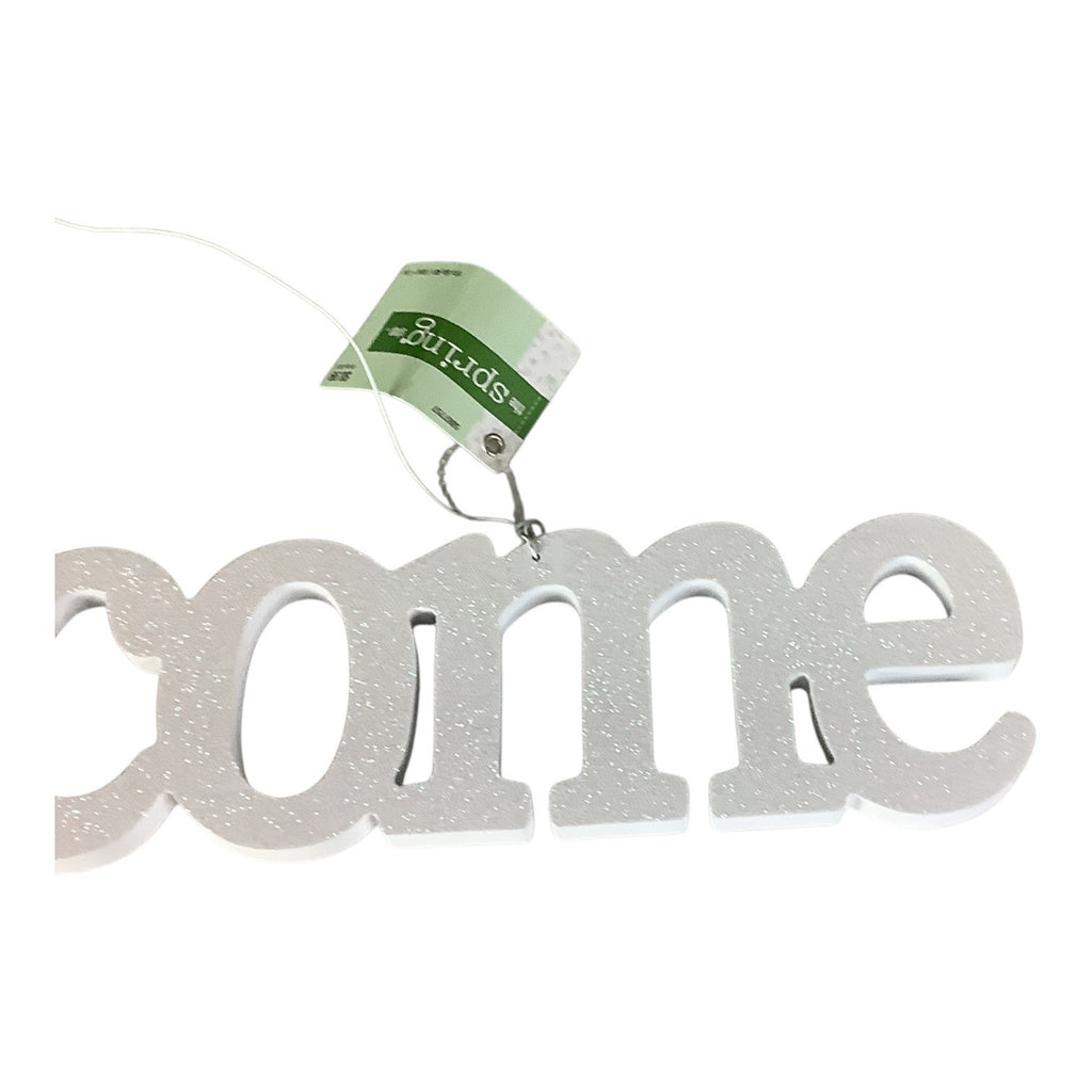The Spring Shop White Glitter Welcome Sign Home Wall Decor Hanging Door Plaque