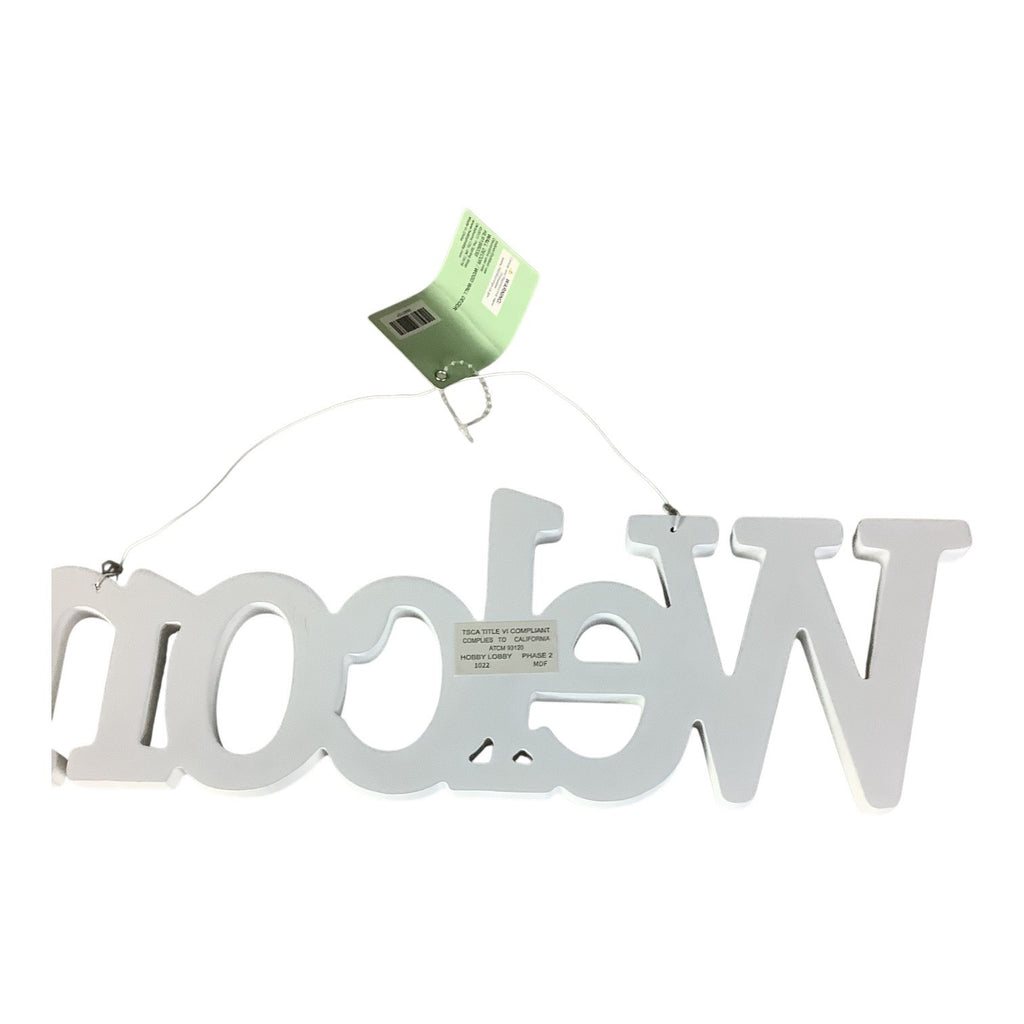 The Spring Shop White Glitter Welcome Sign Home Wall Decor Hanging Door Plaque