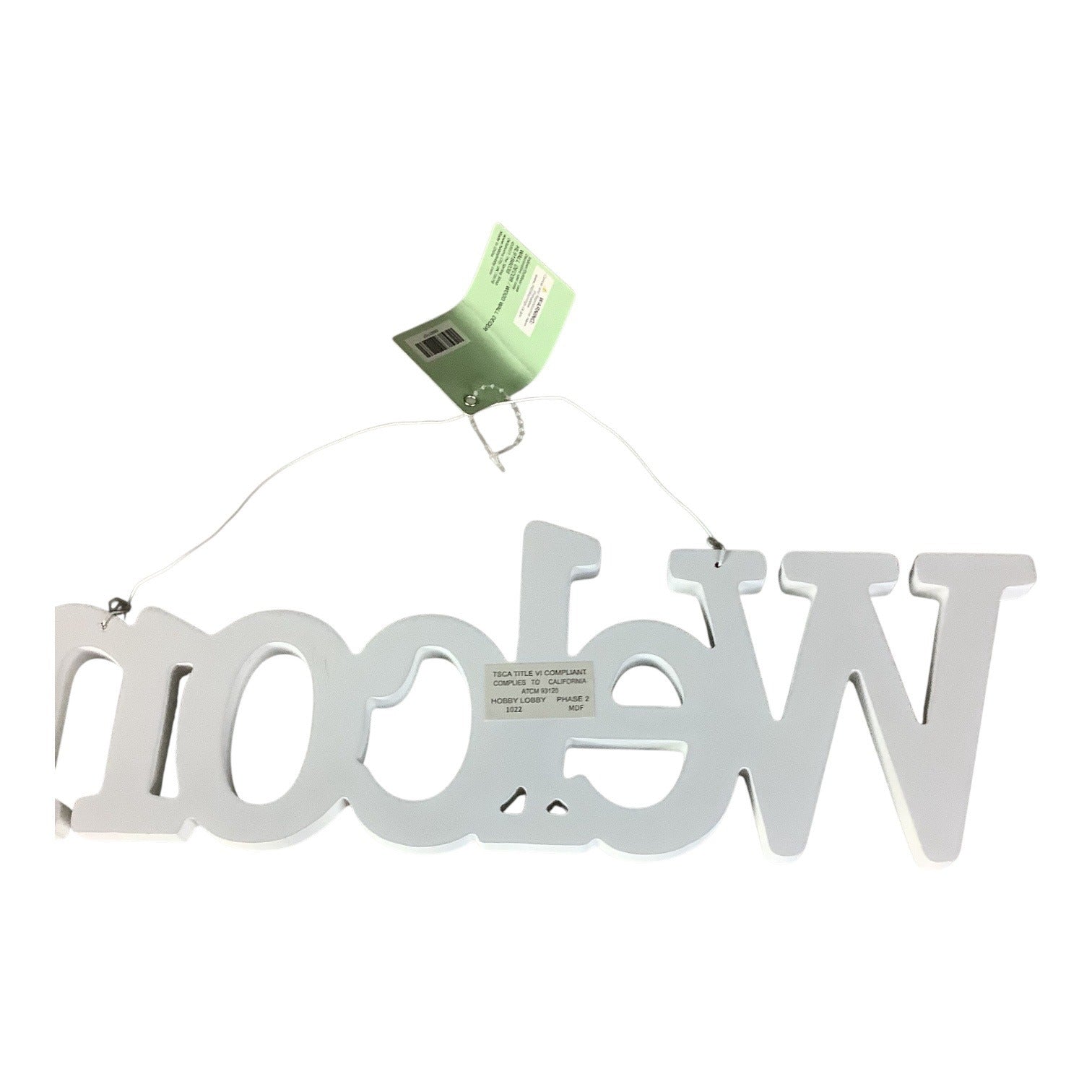 The Spring Shop White Glitter Welcome Sign Home Wall Decor Hanging Door Plaque