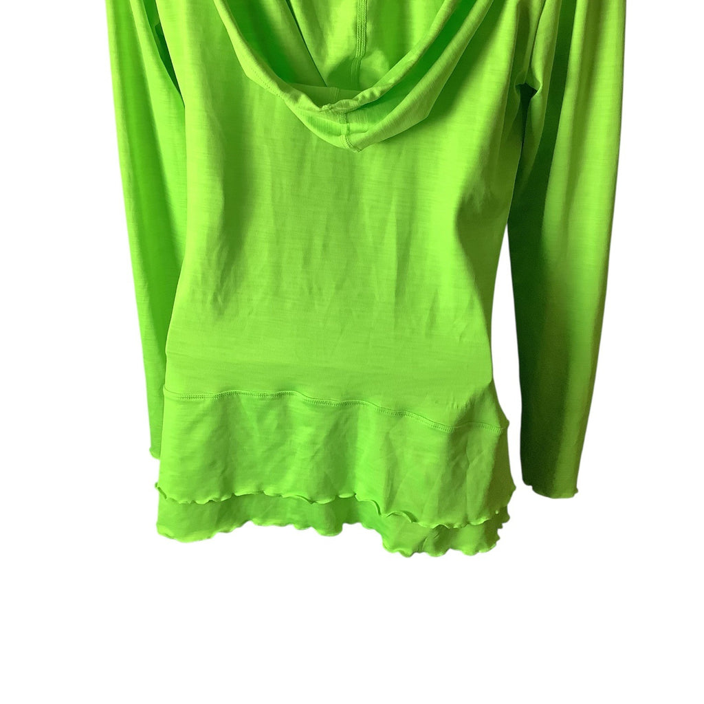 Calvin Klein Performance Quick Dry Womens Green Hooded Long Sleeve Ruched Top M