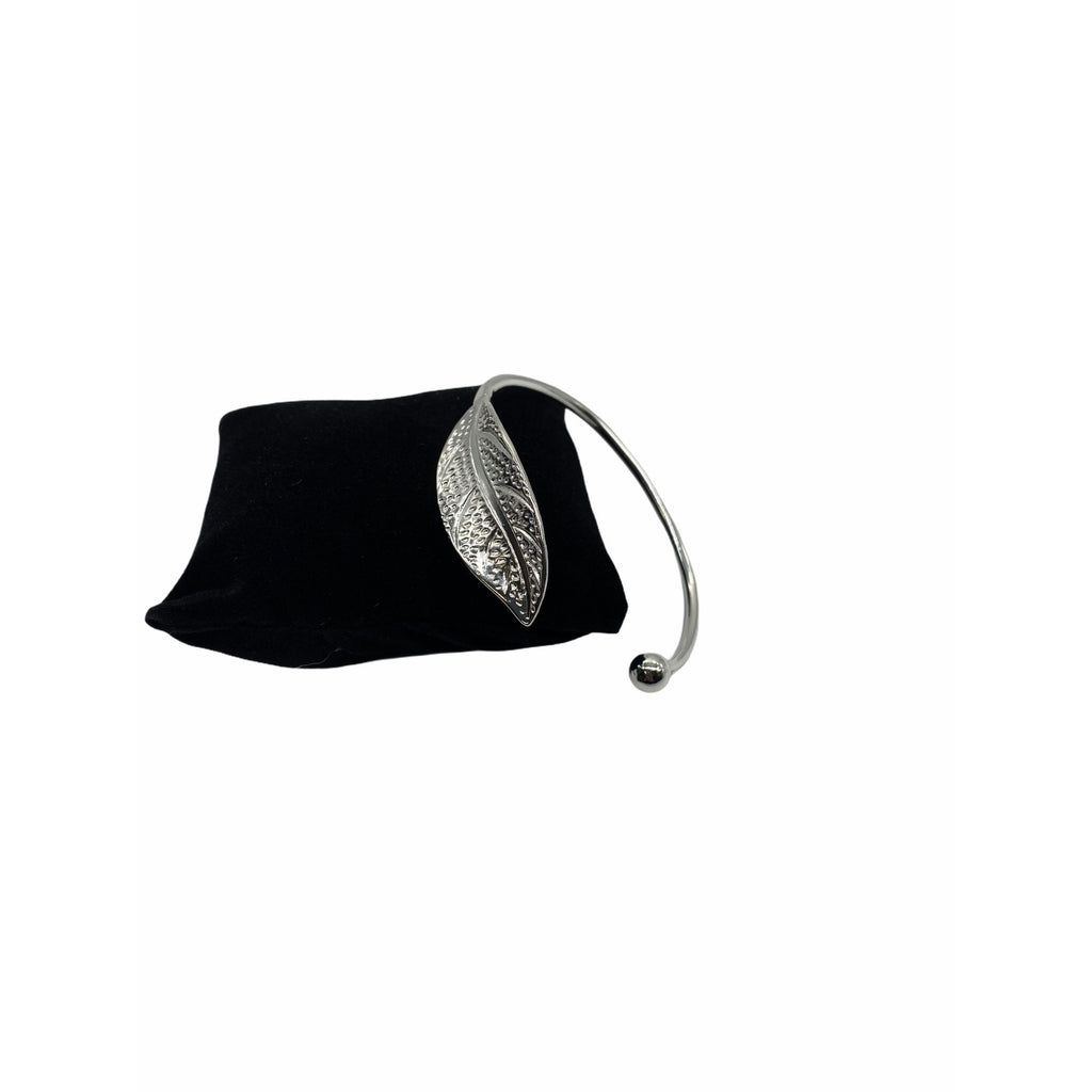Elegant Women’s Leaves Silver Open Cuff Bracelet Bangle for Women