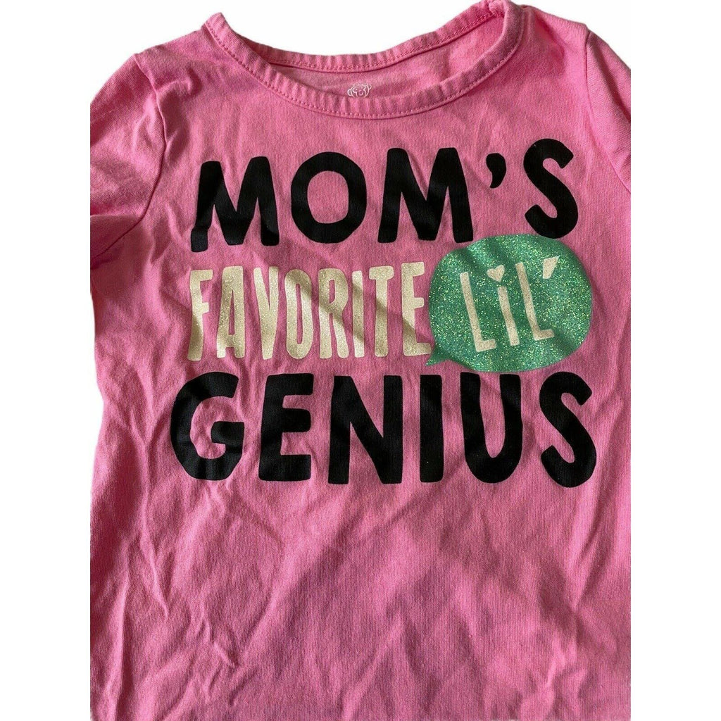 Okie Dokie Toddler Girls Long Sleeve Pink Shirt "Moms Favorite Lil Genius" 2T