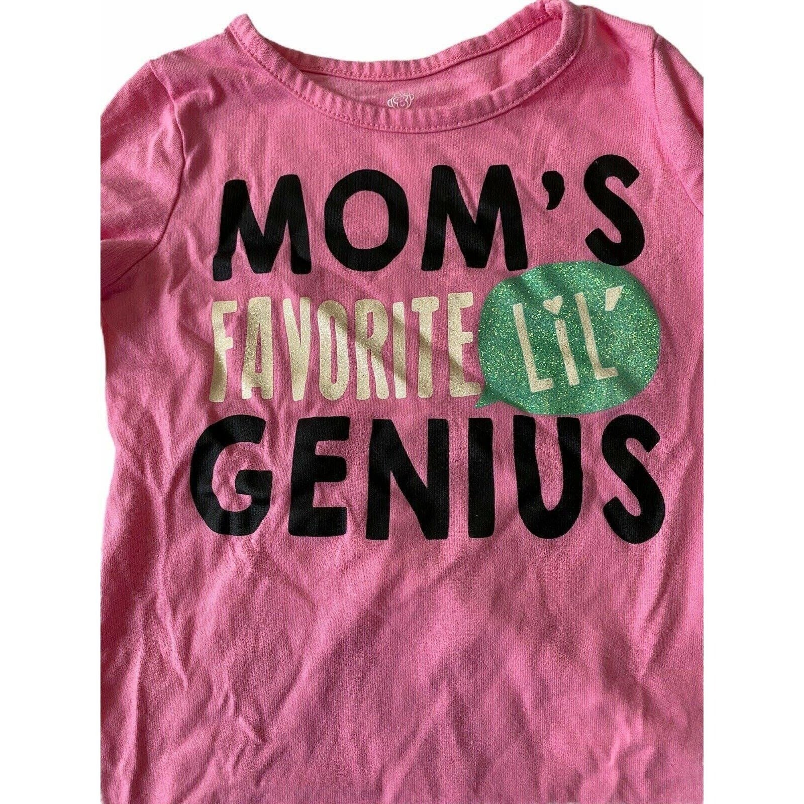 Okie Dokie Toddler Girls Long Sleeve Pink Shirt "Moms Favorite Lil Genius" 2T
