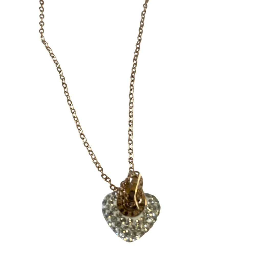 Inlaid Crystals Love Lock White Necklace Titanium Steel & Artificial Diamond