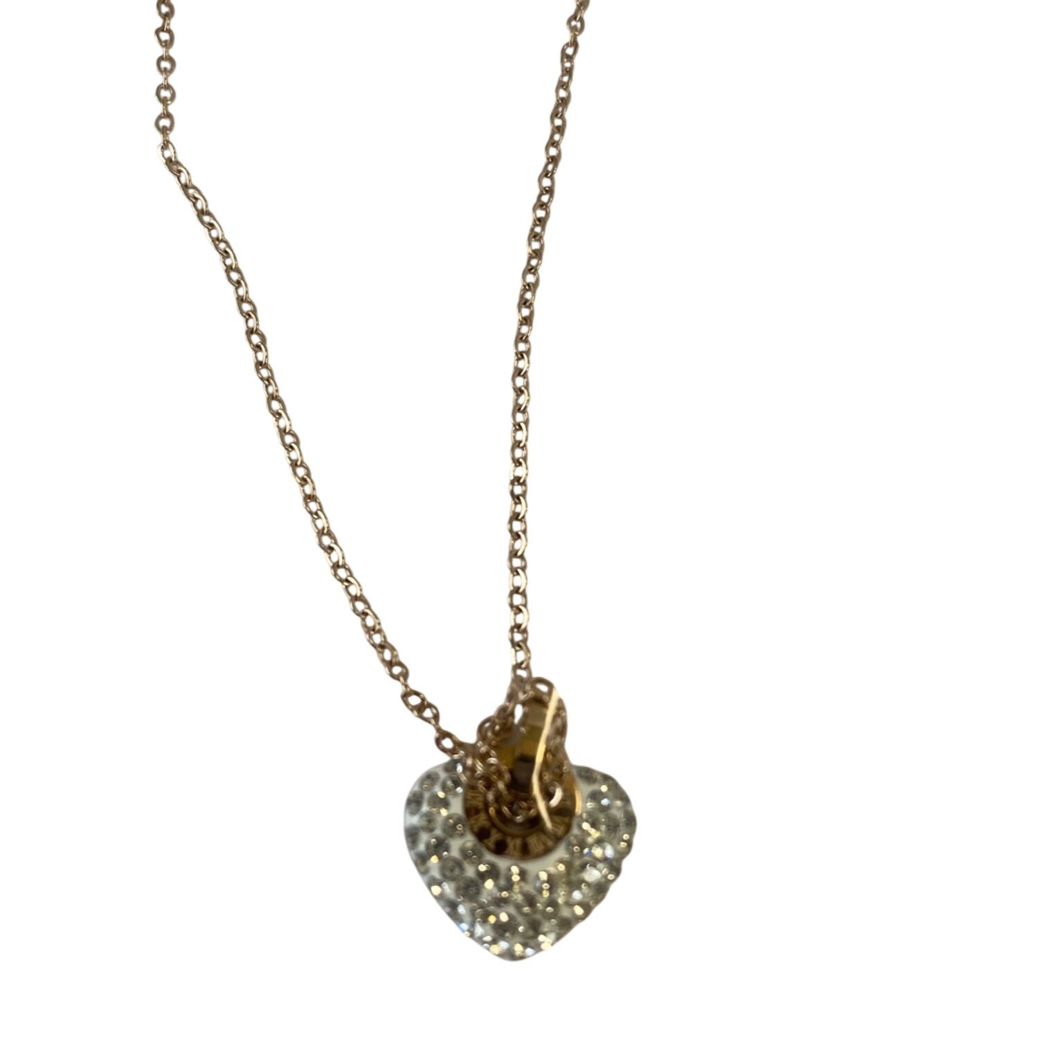 Inlaid Crystals Love Lock White Necklace Titanium Steel & Artificial Diamond