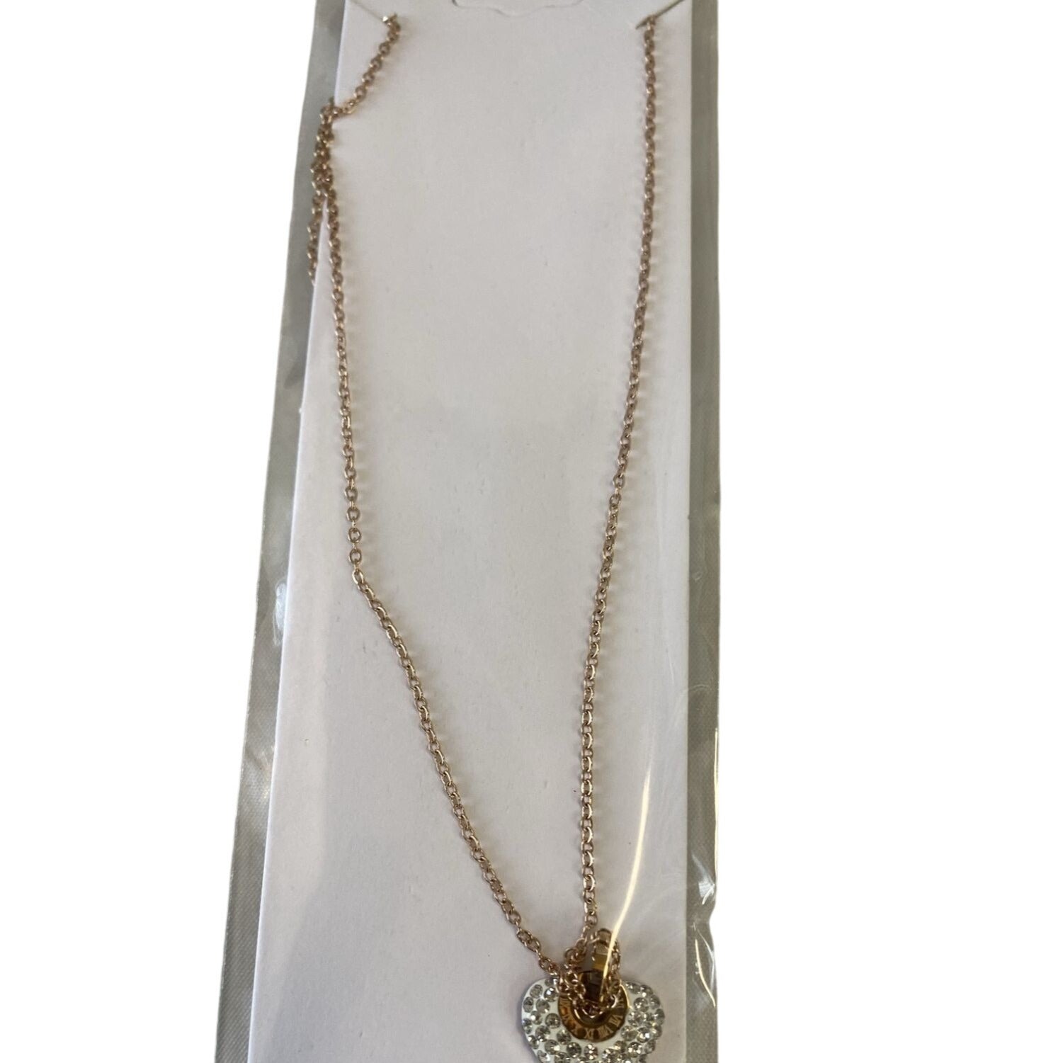 Inlaid Crystals Love Lock White Necklace Titanium Steel & Artificial Diamond