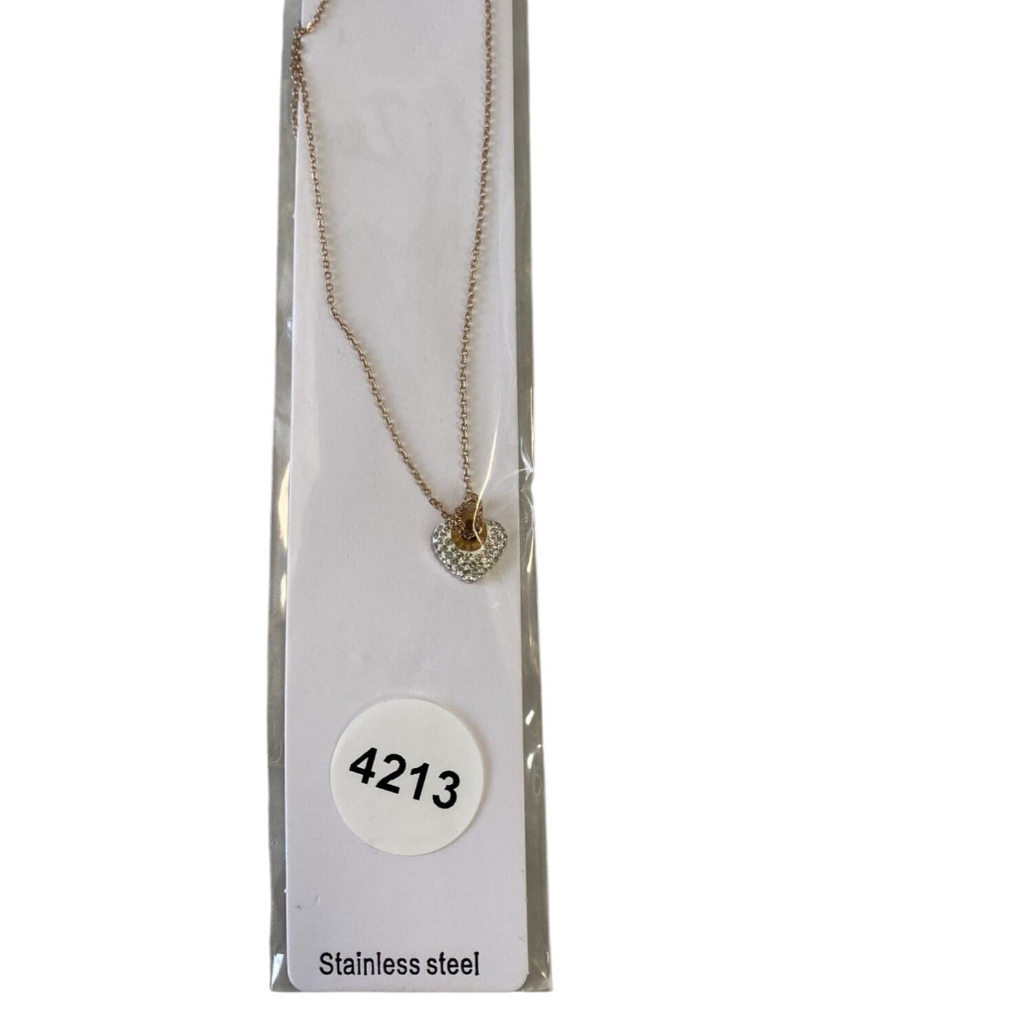 Inlaid Crystals Love Lock White Necklace Titanium Steel & Artificial Diamond