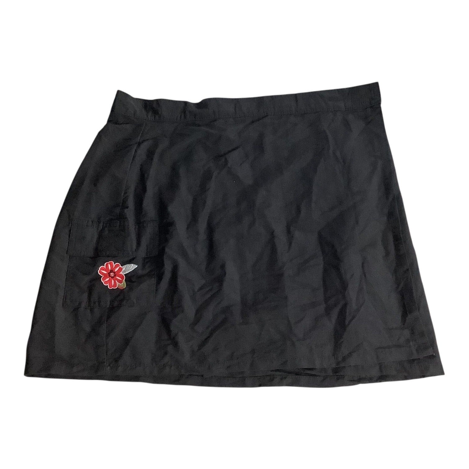 Vintage No Boundaries Black Wrap Skirt Girls Size L 11/13 Floral Embroidery