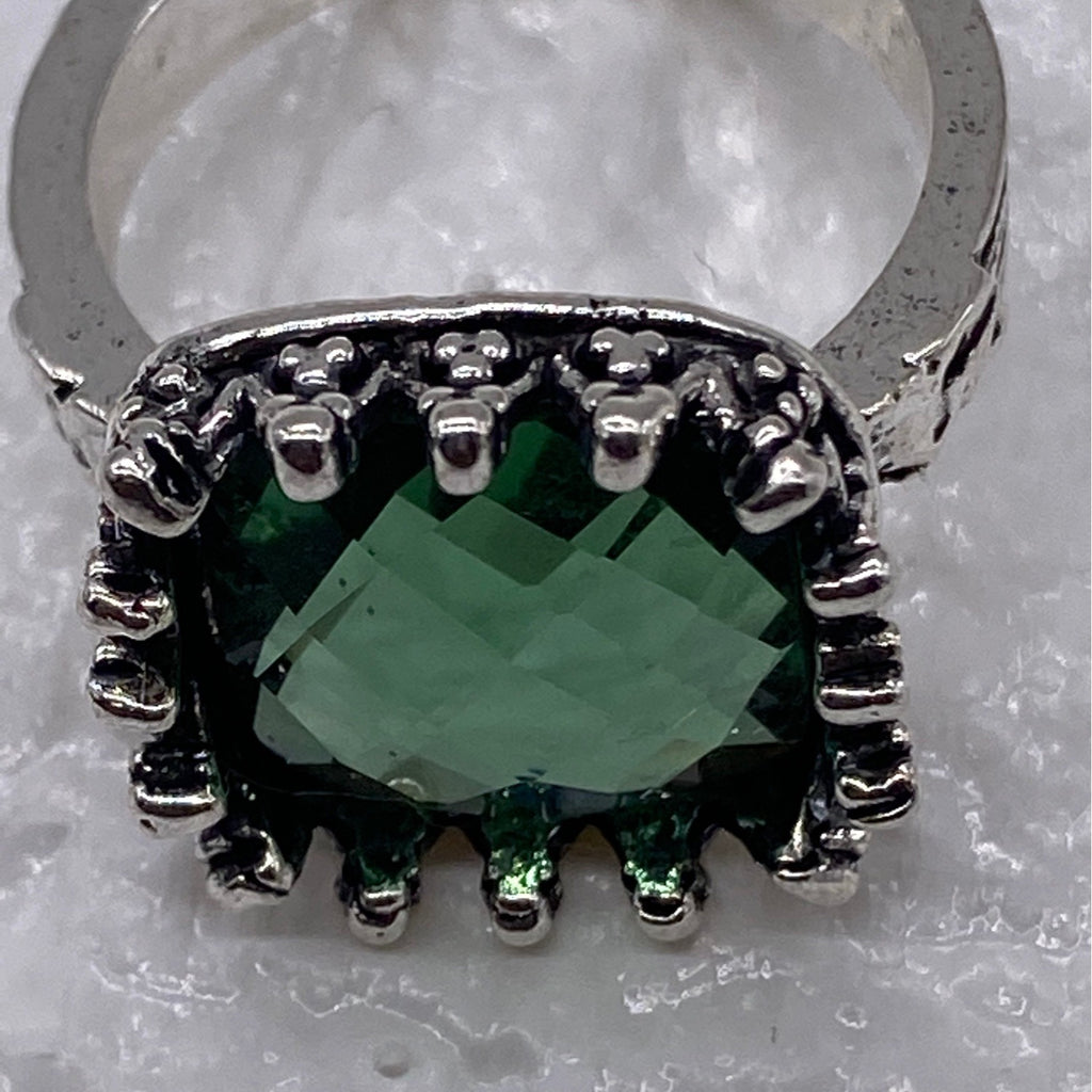 Princess Green Moonstone Gemstone 925 Silver Plated Ring Sz 7 Wedding Engagement