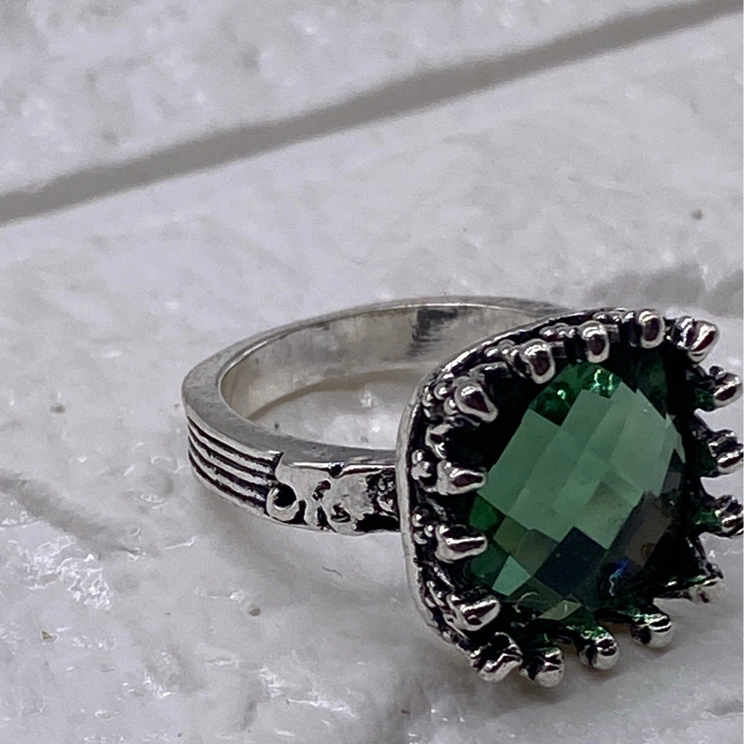 Princess Green Moonstone Gemstone 925 Silver Plated Ring Sz 7 Wedding Engagement