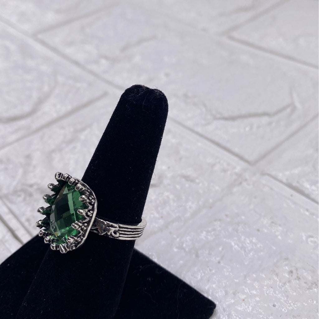 Princess Green Moonstone Gemstone 925 Silver Plated Ring Sz 7 Wedding Engagement