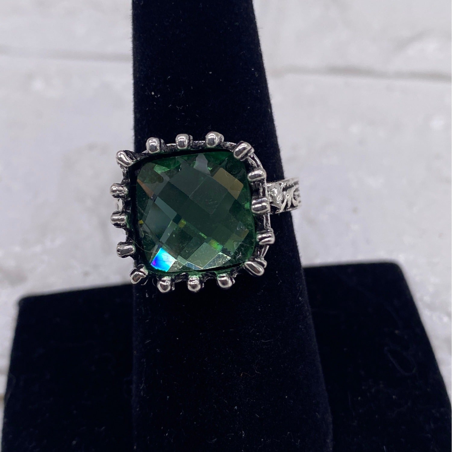 Princess Green Moonstone Gemstone 925 Silver Plated Ring Sz 7 Wedding Engagement