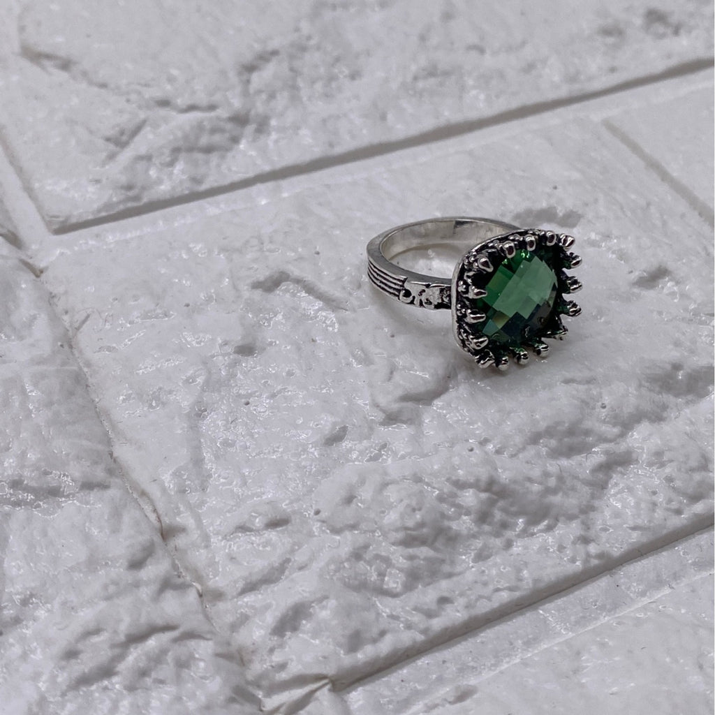 Princess Green Moonstone Gemstone 925 Silver Plated Ring Sz 7 Wedding Engagement