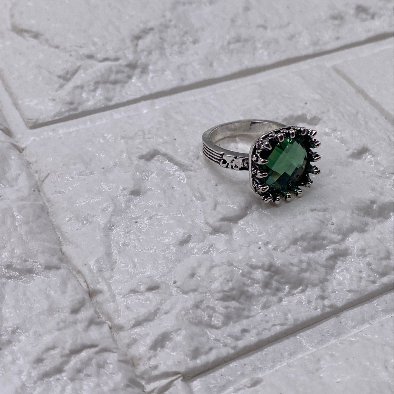 Princess Green Moonstone Gemstone 925 Silver Plated Ring Sz 7 Wedding Engagement