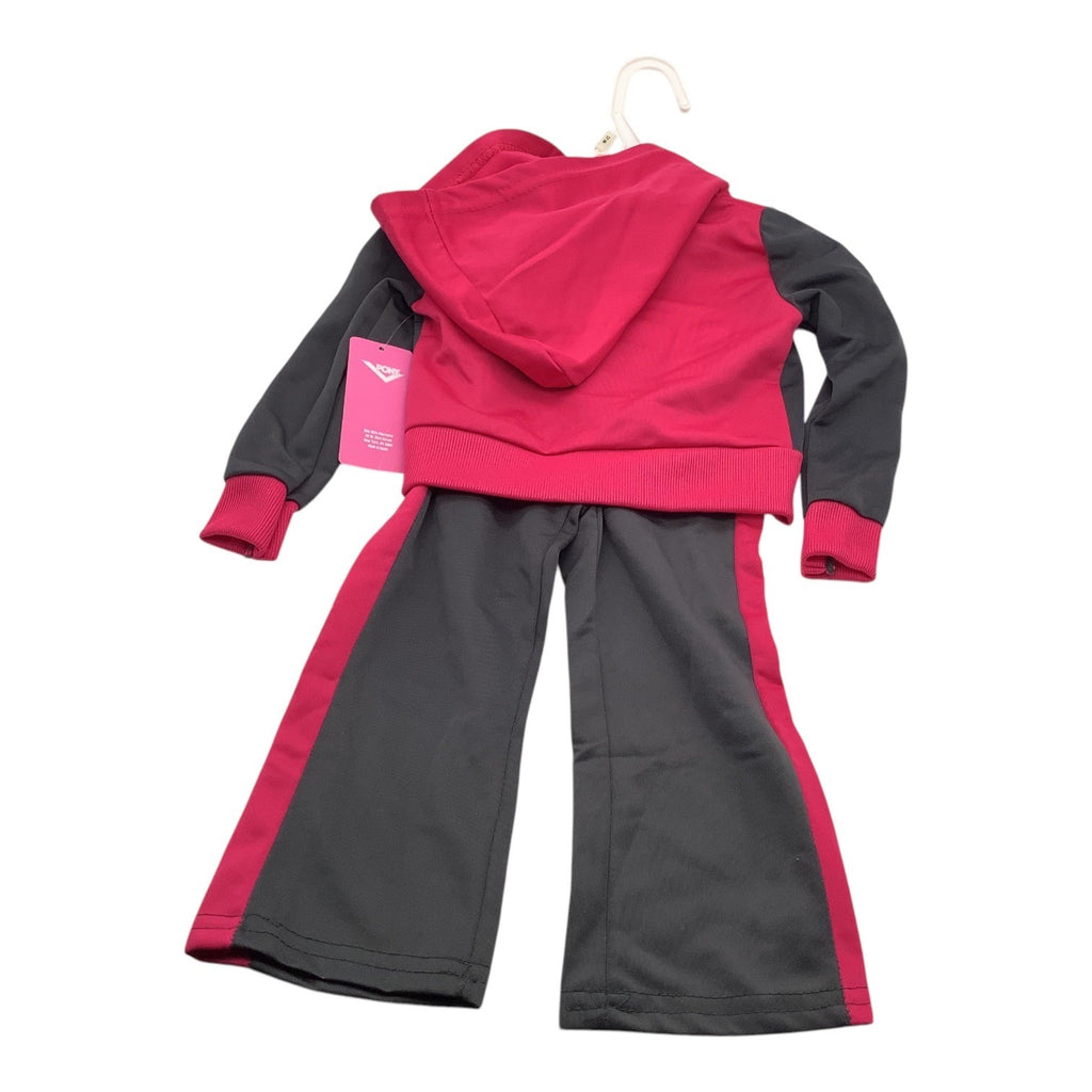 Pony Baby Girl 12M Sweatsuit Pink & Black Hoodie Pants Set Polyester Graphic
