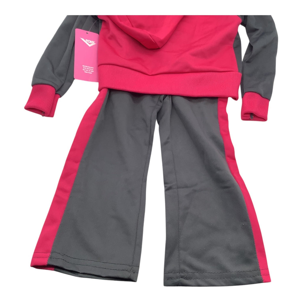 Pony Baby Girl 12M Sweatsuit Pink & Black Hoodie Pants Set Polyester Graphic