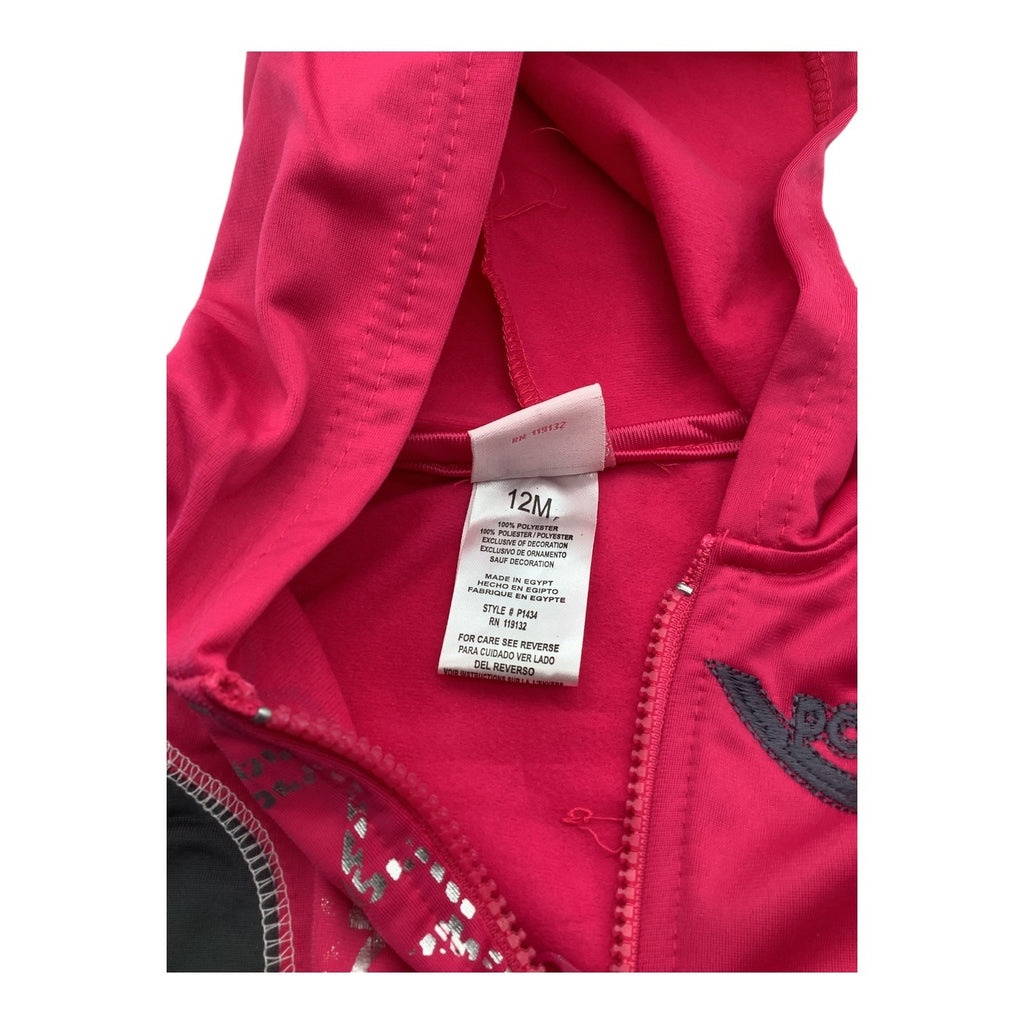 Pony Baby Girl 12M Sweatsuit Pink & Black Hoodie Pants Set Polyester Graphic