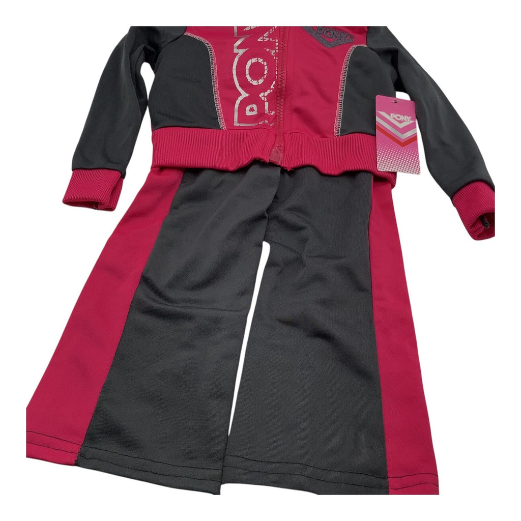 Pony Baby Girl 12M Sweatsuit Pink & Black Hoodie Pants Set Polyester Graphic