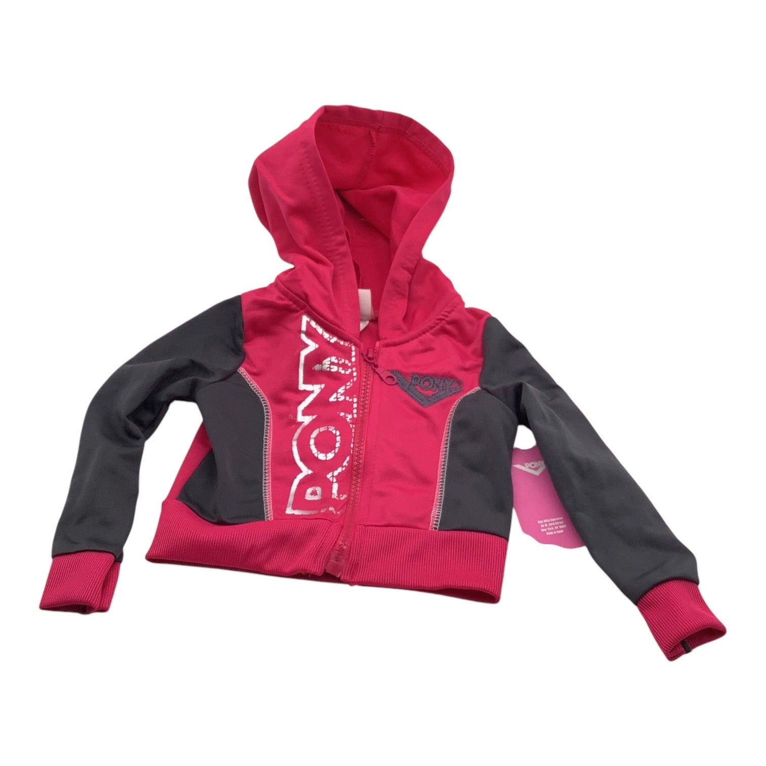 Pony Baby Girl 12M Sweatsuit Pink & Black Hoodie Pants Set Polyester Graphic
