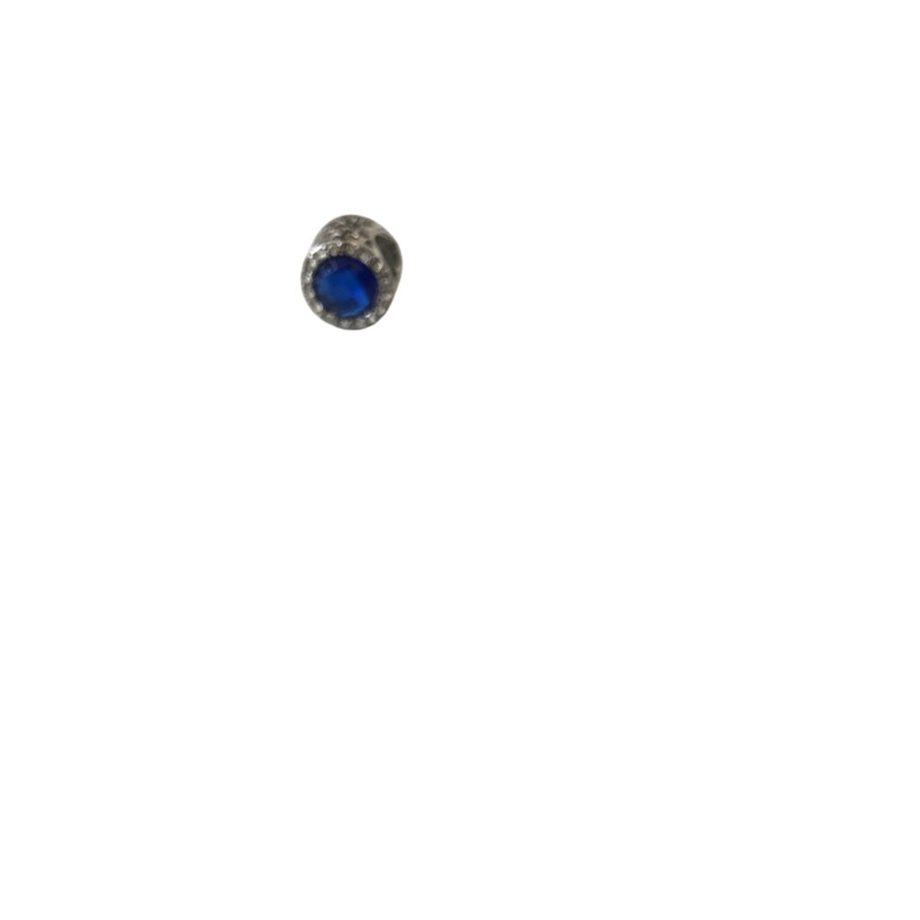 European Silver Plated Charm Bead With Blue Crystal Accent Jewelry