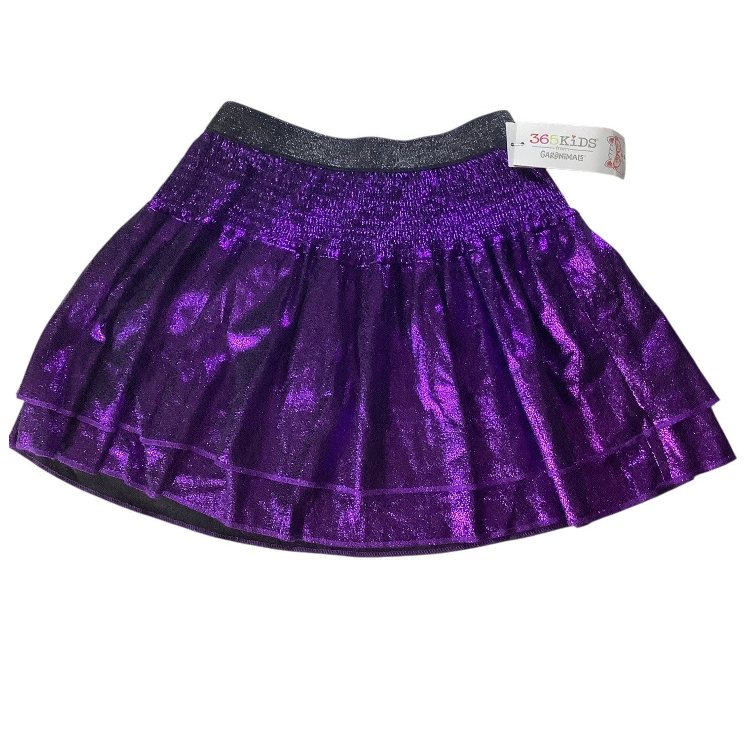 Garanimals Girls Foil Tiered Skirt Metallic Purple Size 8 Elastic Waistband