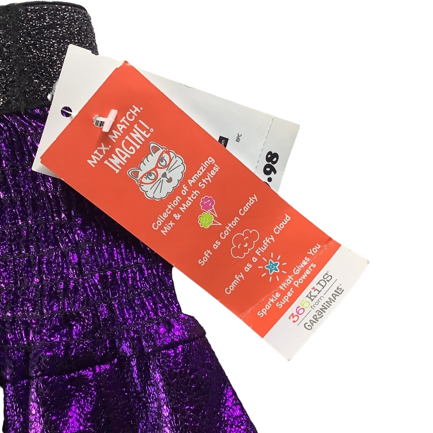 Garanimals Girls Foil Tiered Skirt Metallic Purple Size 8 Elastic Waistband