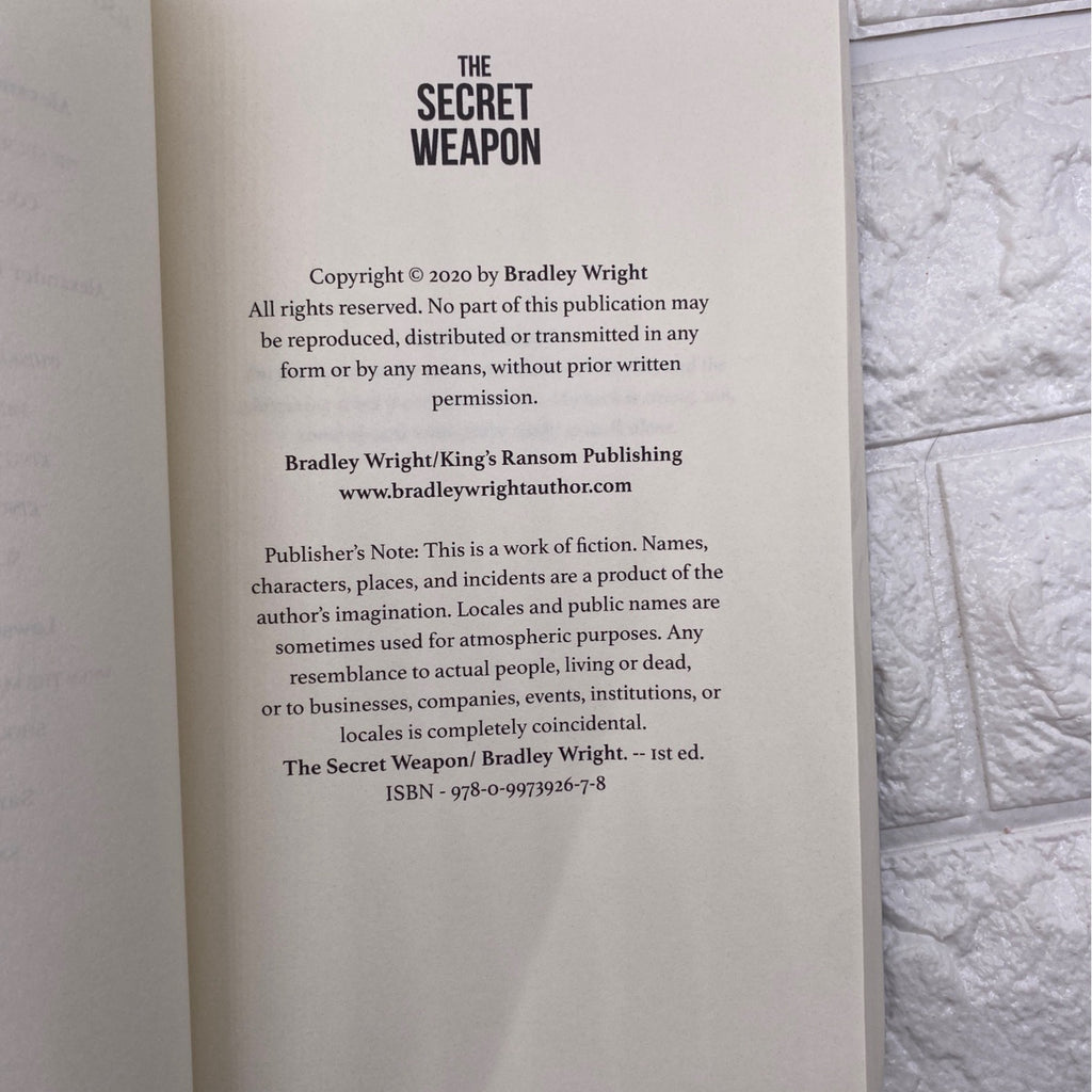 The Secret Weapon By Bradley Wright Paperback Spy Thriller Novel 2020 Book