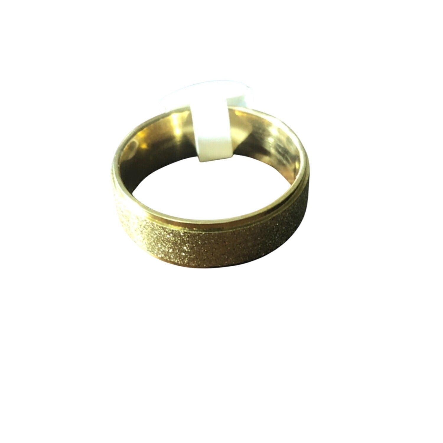 Matte Gold Stainless Steel Ring Unisex With Subtle Glitter Finish Comfortable Fit Durable & Modern Design Includes Gift Box