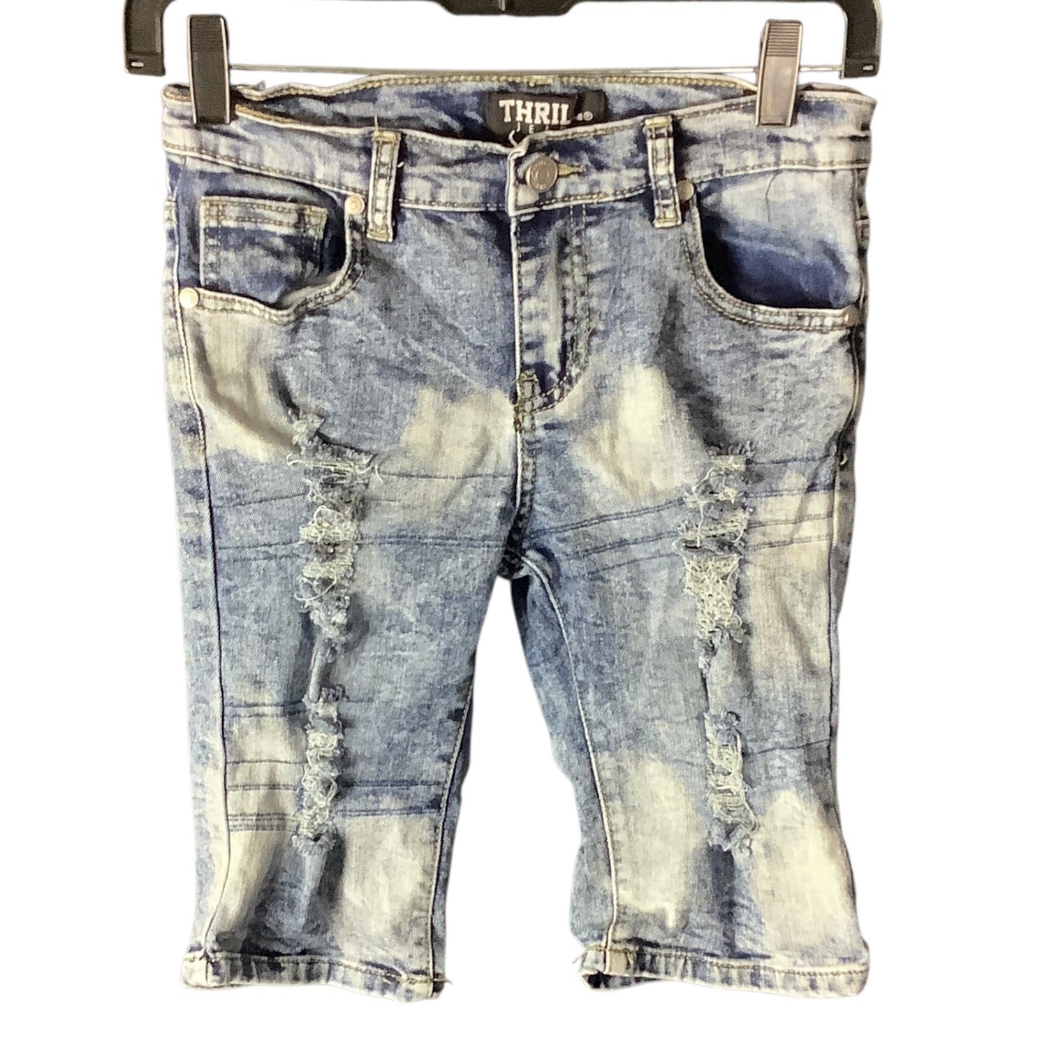 Thrill Jeans Girls Distressed Ripped Denim Size 12 Blue Five Pocket Design