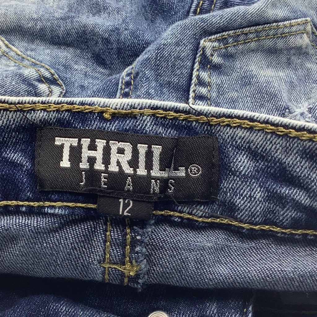 Thrill Jeans Girls Distressed Ripped Denim Size 12 Blue Five Pocket Design