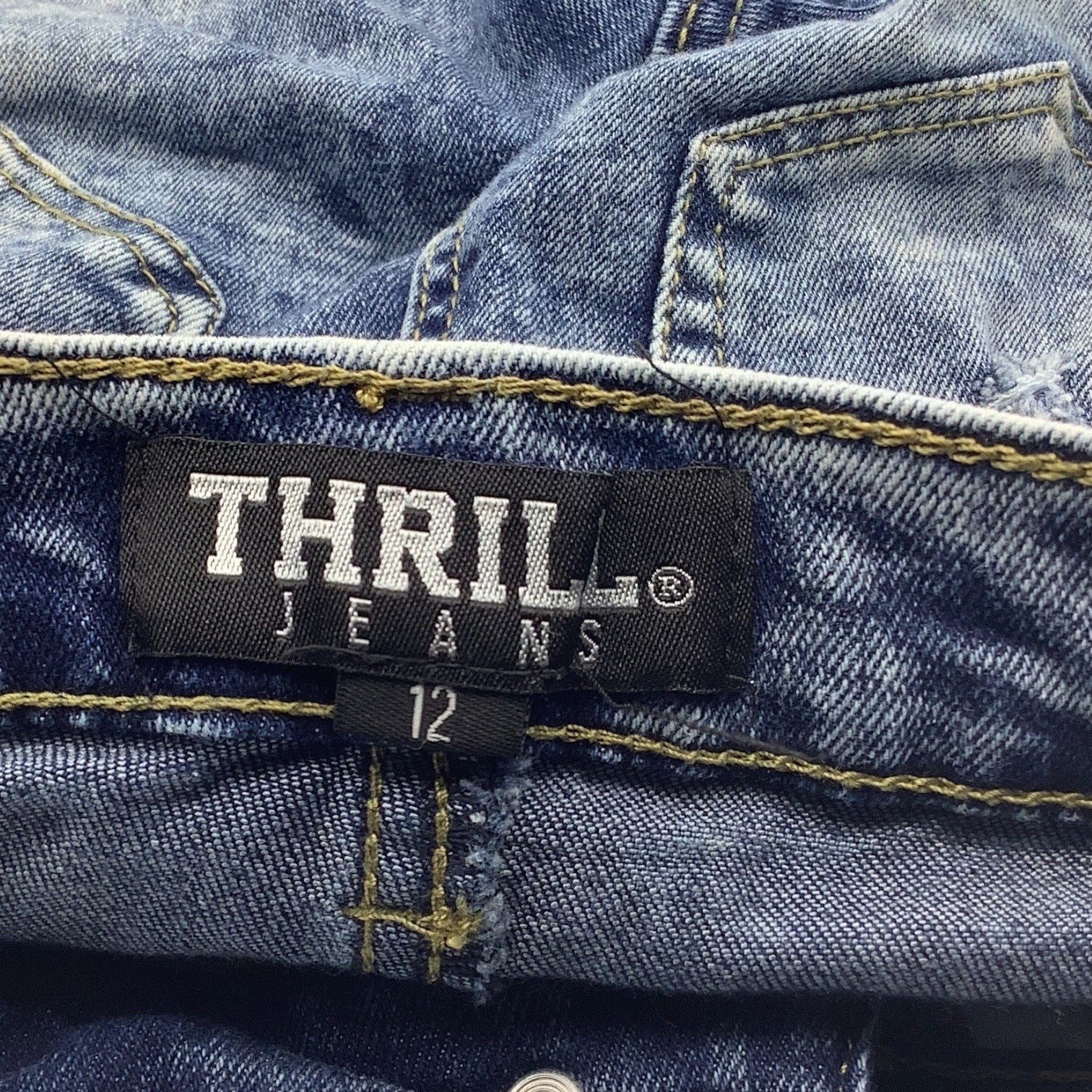 Thrill Jeans Girls Distressed Ripped Denim Size 12 Blue Five Pocket Design