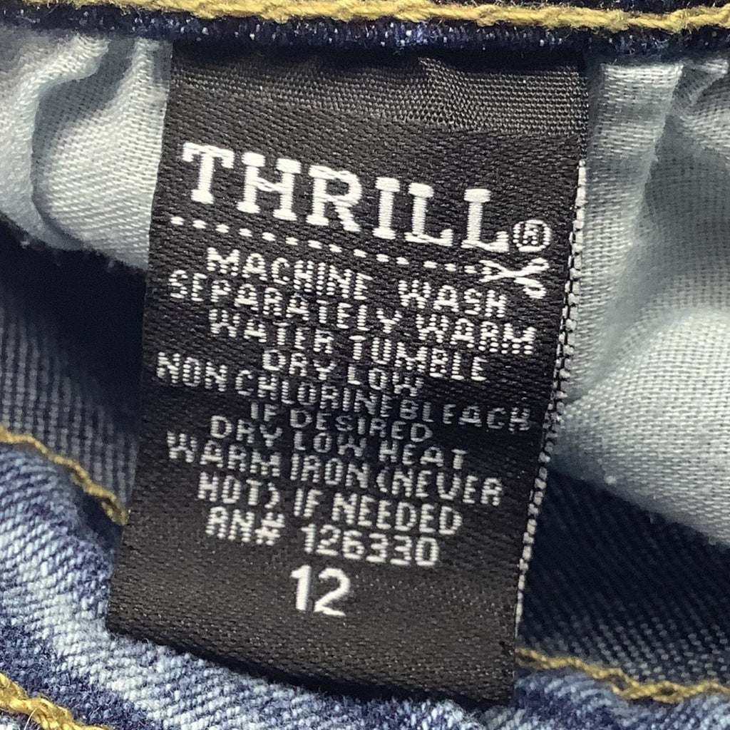 Thrill Jeans Girls Distressed Ripped Denim Size 12 Blue Five Pocket Design