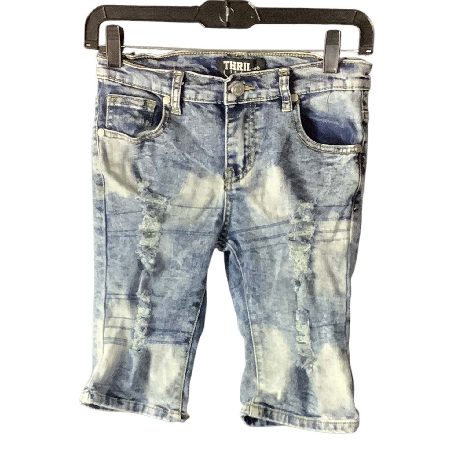 Thrill Jeans Girls Distressed Ripped Denim Size 12 Blue Five Pocket Design