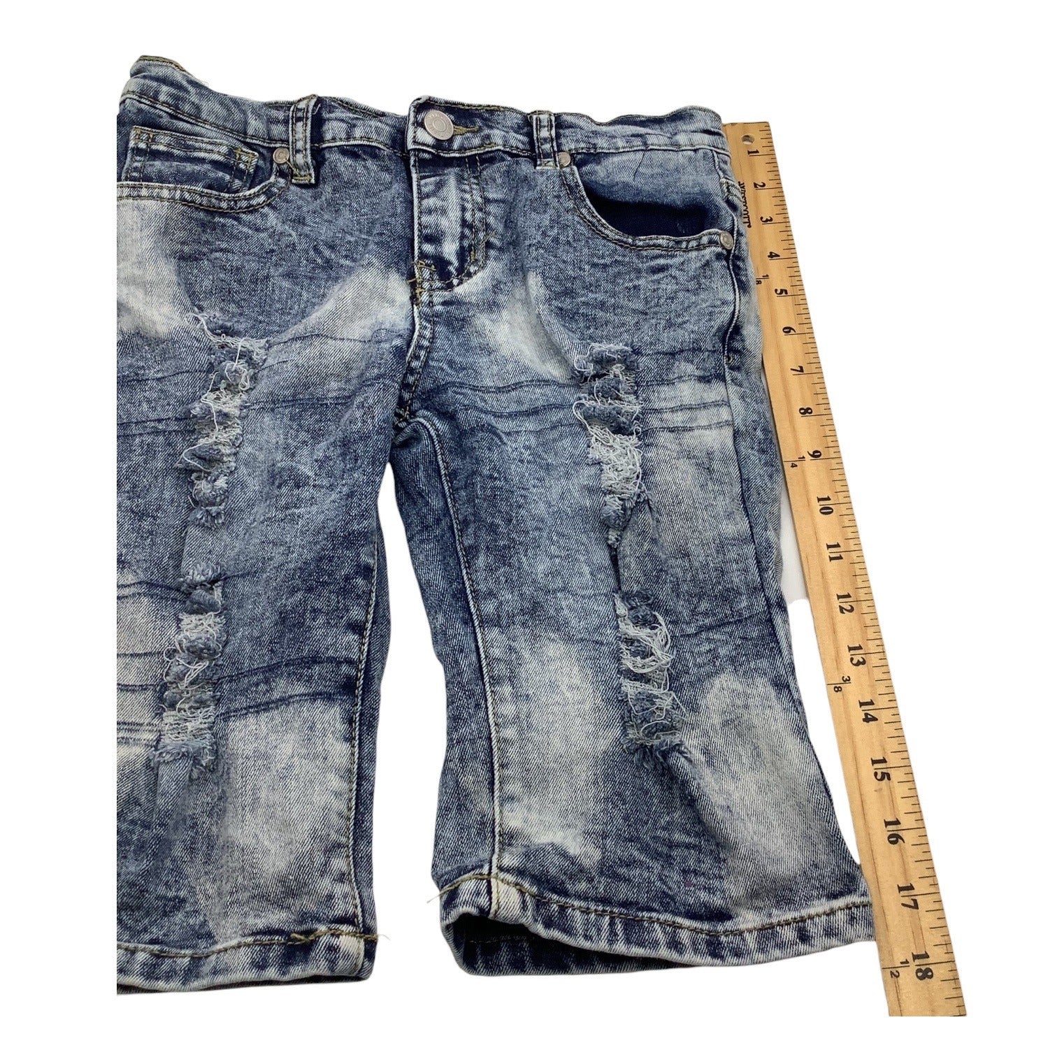 Thrill Jeans Girls Distressed Ripped Denim Size 12 Blue Five Pocket Design